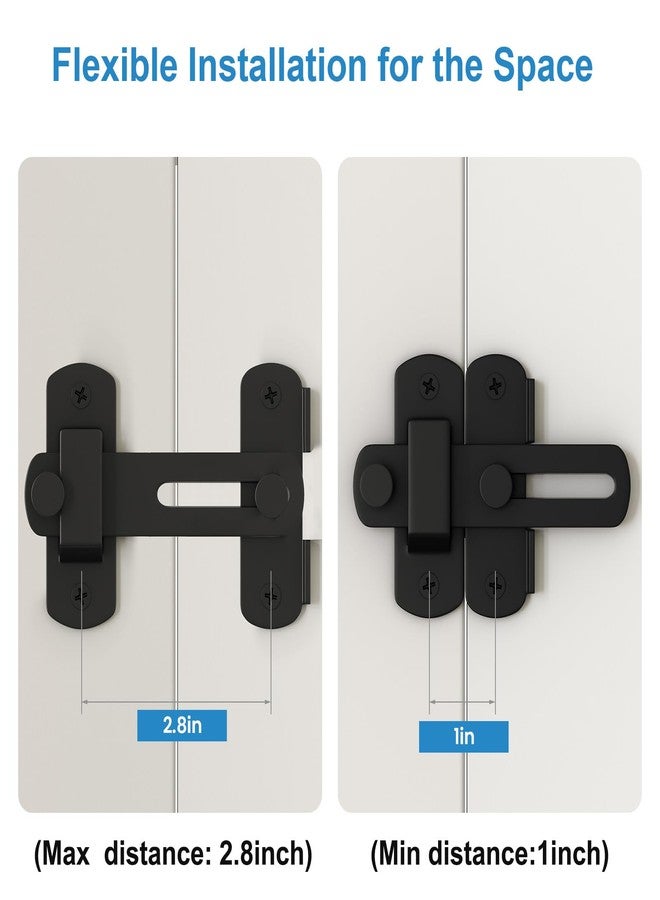 SMARTSTANDARD Barn Door Lock, 180 Degree Flip Sliding Door Latch, Matte Black Steel Gate Latch Hardware, Security Hook Door Lock for Bedroom, Wooden Fence, Pocket Door, Cat Door (Black, 1PCS) - Image 3
